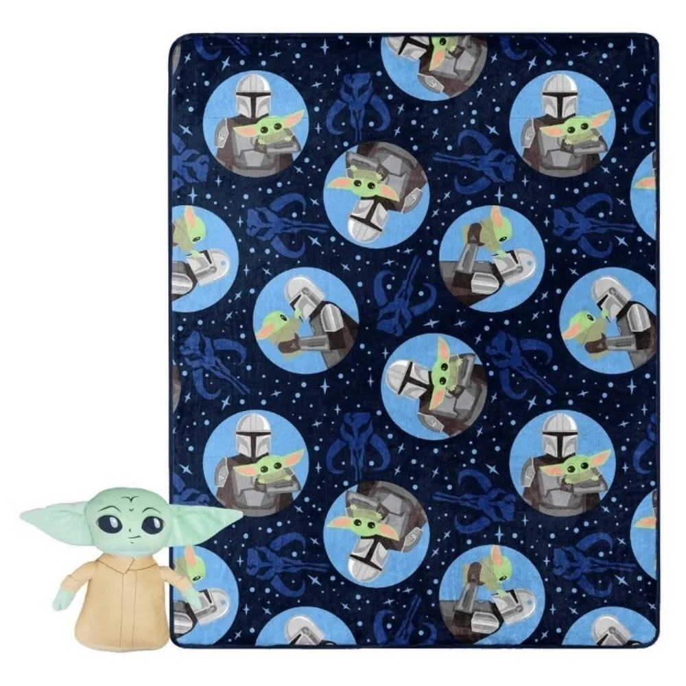 NWT Disneys Star Wars mandalorian throw blanket & pillow set